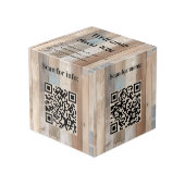 Welkom hout QR codes info hotel restaurant tafel Kubus (Voorkant hoekig)