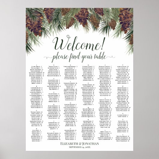 Welkom Houten Denneappels Trouw Zittijd Chart Poster (Voorkant)