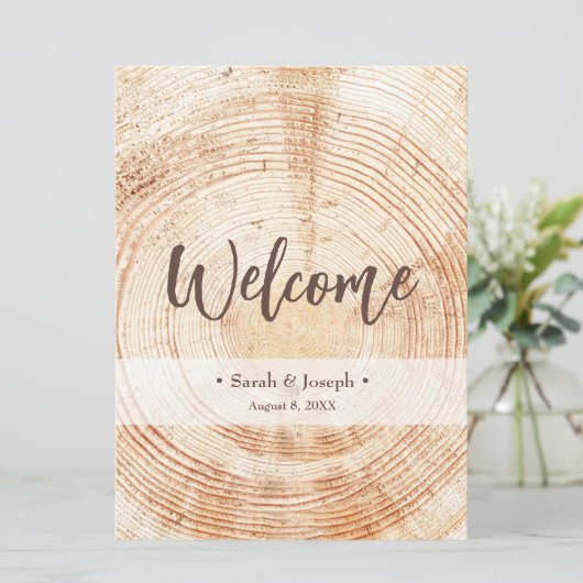 Welkom Houtkorrel Rustic Wedding Programme Programmakaart (Staand voorkant)