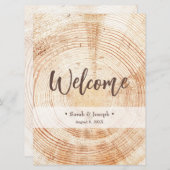 Welkom Houtkorrel Rustic Wedding Programme Programmakaart (Voorkant / Achterkant)