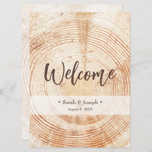 Welkom Houtkorrel Rustic Wedding Programme Programmakaart (Voorkant / Achterkant)