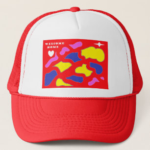 Welkom huis dat voor u rood en geel luid wordt ont trucker pet