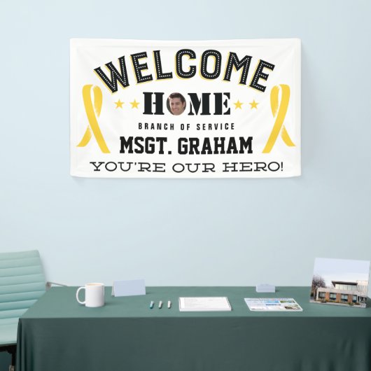 Welkom Huis Geel Lint Militair Lid Spandoek (Beurs)