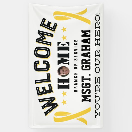 Welkom Huis Geel Lint Militair Lid Spandoek (Verticaal)