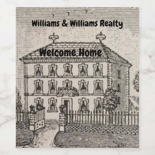 Welkom Huis Vastgoed Huis Sluiting Makelaar Wijn Etiket (Enkel label)