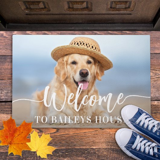 Welkom Huisdier Foto Gepersonaliseerde Kat Hond Deurmat