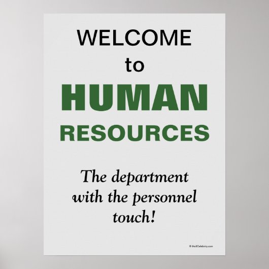 Welkom Human Resources Humor HR-Kantoor Poster (Voorkant)