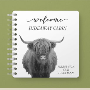 Welkom Huur Highland Cow Farmhouse Cabin Notitieboek