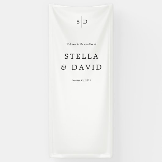 Welkom Huwelijk Monogram Vinyl Banner (Verticaal)