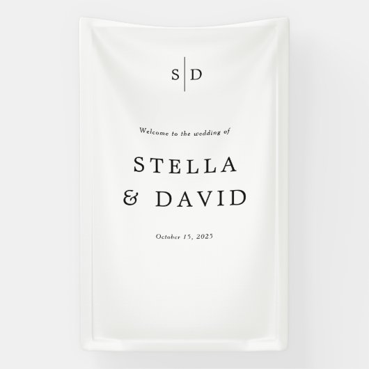 Welkom Huwelijk Monogram Vinyl Banner (Verticaal)