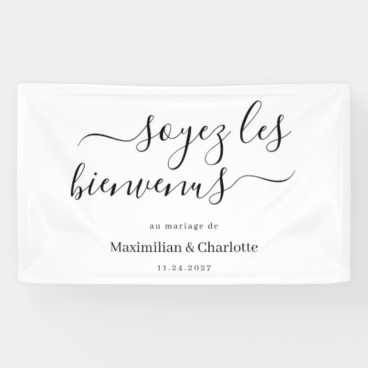 Welkom huwelijksbanner modern & chic spandoek (Horizontaal)