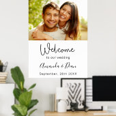 Welkom huwelijksbord foto script wit poster (Thuiskantoor)