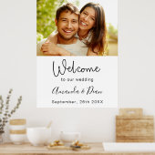 Welkom huwelijksbord foto script wit poster (Keuken)