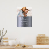 Welkom huwelijksbord zilver foto script poster (Keuken)