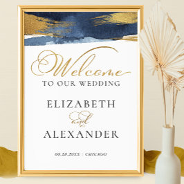 Welkom huwelijksborden | Waterverf Abstract vergul Poster