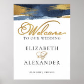 Welkom huwelijksborden | Waterverf Abstract vergul Poster (Voorkant)