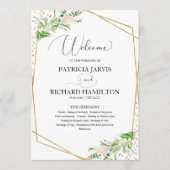Welkom Huwelijksceremonie Programma Elegant Groen Programmakaart (Voorkant)