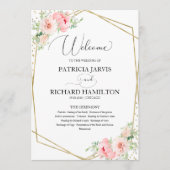 Welkom Huwelijksceremonie Programma Elegante Bloem Programmakaart (Voorkant)