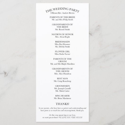 Welkom Huwelijksceremonie Programma Floral 4x9 Programmakaart (Achterkant)