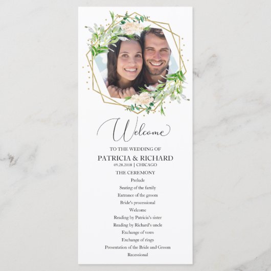Welkom Huwelijksceremonie Programma Groen 4x9 Programmakaart (Voorkant)