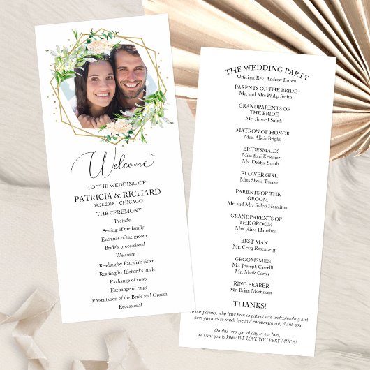 Welkom Huwelijksceremonie Programma Groen 4x9 Programmakaart
