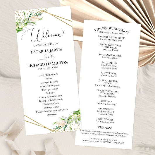 Welkom Huwelijksceremonie Programma Groen 4x9 Programmakaart