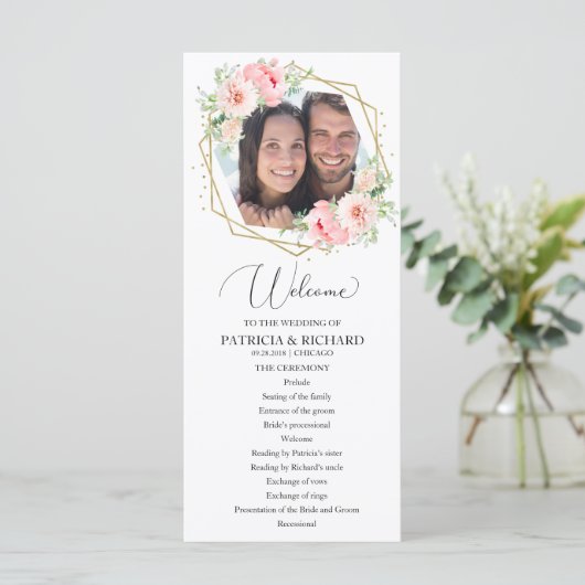 Welkom Huwelijksceremonie Programma Groen 4x9 Programmakaart (Staand voorkant)