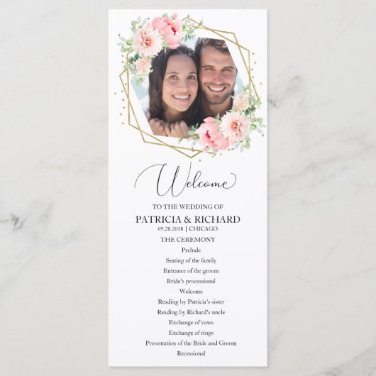 Welkom Huwelijksceremonie Programma Groen 4x9 Programmakaart (Voorkant)