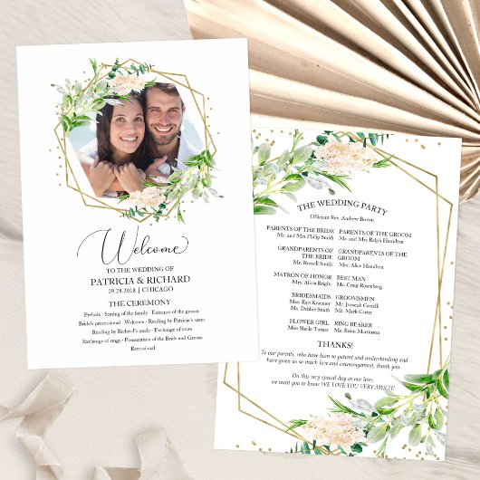 Welkom Huwelijksceremonie Programma Groen Programmakaart
