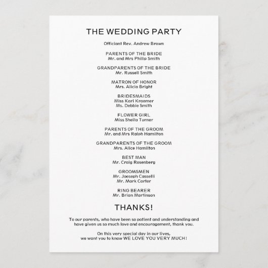 Welkom Huwelijksceremonie Programma Kalligrafie Programmakaart (Achterkant)