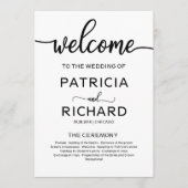 Welkom Huwelijksceremonie Programma Kalligrafie Programmakaart (Voorkant)