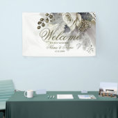 Welkom Huwelijkspartij Zilveren Gouden Witte Rozen Spandoek (Beurs)