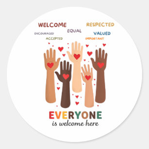 Welkom Iedereen is welkom hier Idaho Teacher Ronde Sticker