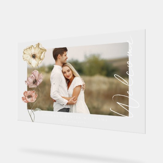 Welkom IJslandse Waterverf IJsland Poppies Foto Acryl Bord (Hoek)