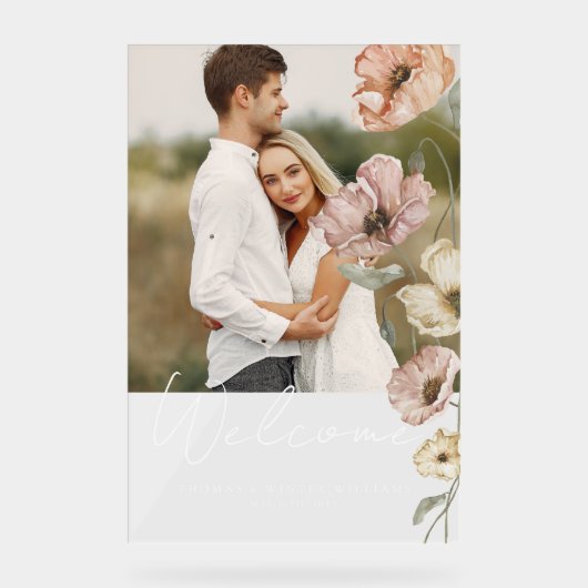 Welkom IJslandse Waterverf IJsland Poppies Foto Acryl Bord (Voorkant)