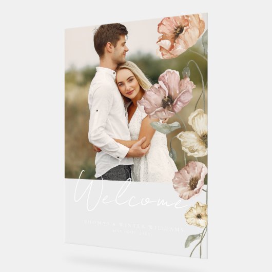 Welkom IJslandse Waterverf IJsland Poppies Foto Acryl Bord (Hoek)