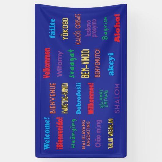 Welkom in 24 verschillende talen Banner (Verticaal)