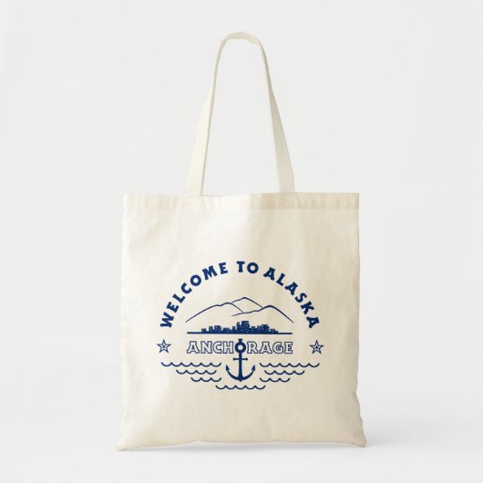 Welkom in Alaska. Anchorage - Blauw Logo Tote Bag (Voorkant)