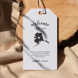 Welkom in Alaska | Kalligrafie bruiloft Cadeaulabel