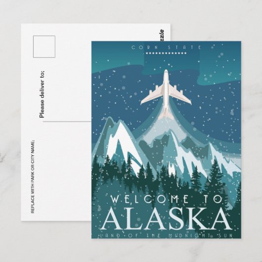 Welkom in ALASKA staat van Amerika Briefkaart (Voorkant / Achterkant)