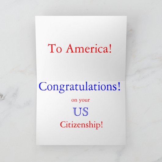 Welkom in Amerika! Gefeliciteerd/staatsburgerschap Kaart (Binnen)