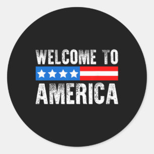 Welkom in Amerika Patriottische Vlag van de VS Nie Ronde Sticker