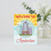  Welkom in Amsterdam Holland Travel Briefkaart (Staand voorkant)