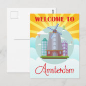  Welkom in Amsterdam Holland Travel Briefkaart (Voorkant / Achterkant)
