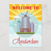  Welkom in Amsterdam Holland Travel Briefkaart (Voorkant)
