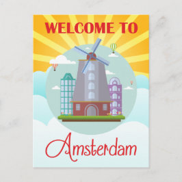 Welkom in Amsterdam Holland Travel Briefkaart
