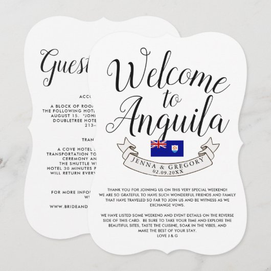 Welkom in Anguilla | Bestemmingsweddenschap Kaart (Voorkant / Achterkant)