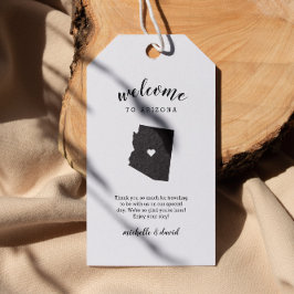 Welkom in Arizona | Kalligrafie bruiloft Cadeaulabel