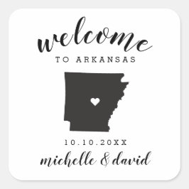 Welkom in Arkansas | Bruiloft aangepaste gunst Vierkante Sticker