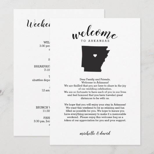 Welkom in Arkansas | Wedbrief en reisroute (Voorkant / Achterkant)